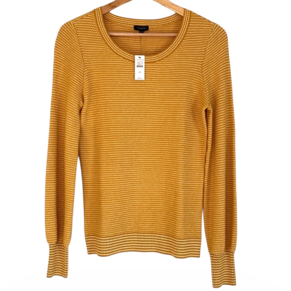 Talbots Light Cotton Blend Sweater Yellow & White | Size: XSmall | NWT